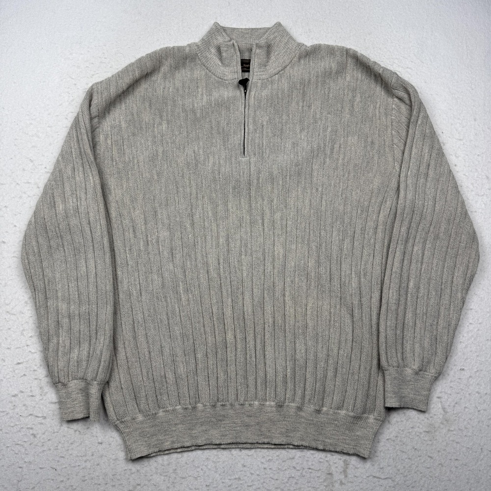 Peru Unlimited Sweater Mens Large Baby Alpaca Wool 1/4 Zip Mock Neck Ribbed